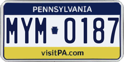 PA license plate MYM0187