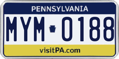 PA license plate MYM0188
