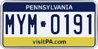 PA license plate MYM0191