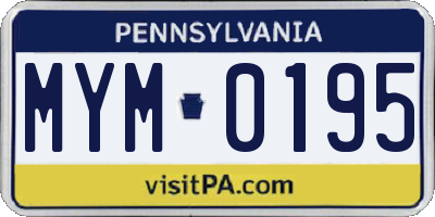 PA license plate MYM0195