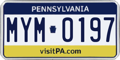 PA license plate MYM0197