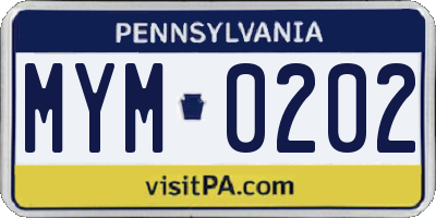 PA license plate MYM0202