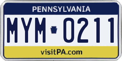 PA license plate MYM0211