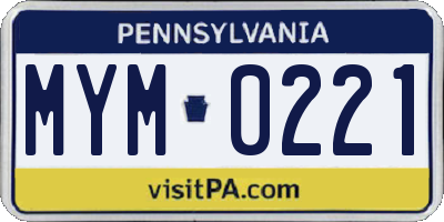 PA license plate MYM0221