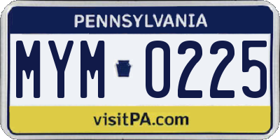 PA license plate MYM0225