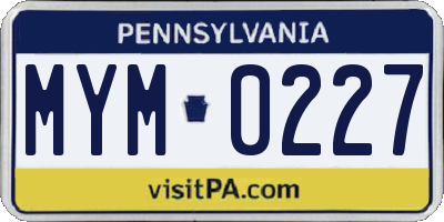 PA license plate MYM0227