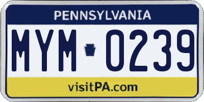 PA license plate MYM0239
