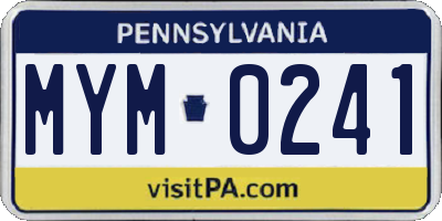 PA license plate MYM0241