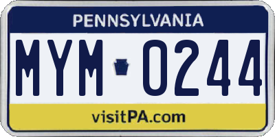 PA license plate MYM0244