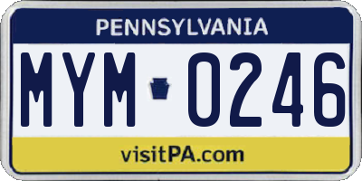 PA license plate MYM0246