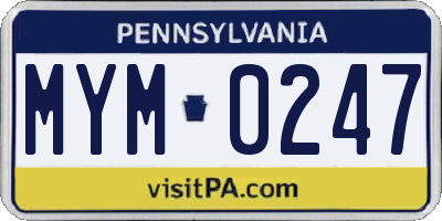 PA license plate MYM0247
