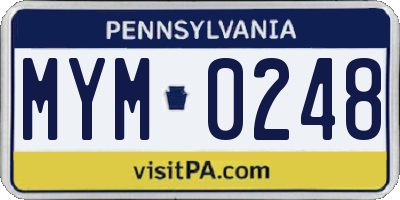 PA license plate MYM0248