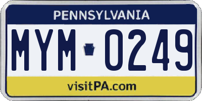 PA license plate MYM0249