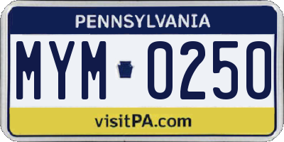 PA license plate MYM0250