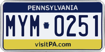 PA license plate MYM0251