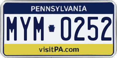 PA license plate MYM0252