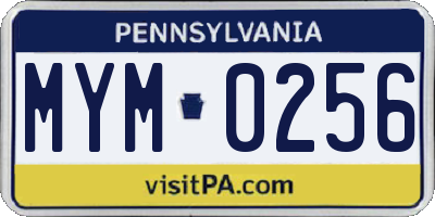 PA license plate MYM0256