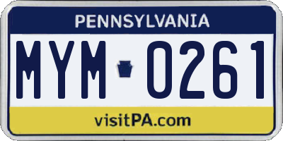 PA license plate MYM0261