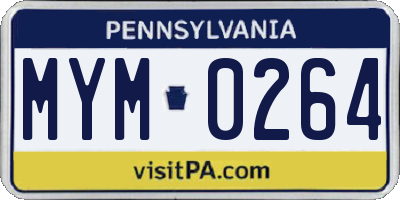 PA license plate MYM0264