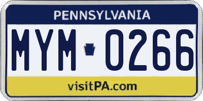 PA license plate MYM0266