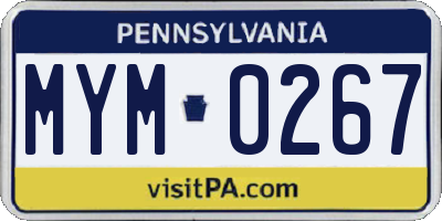 PA license plate MYM0267