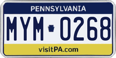 PA license plate MYM0268