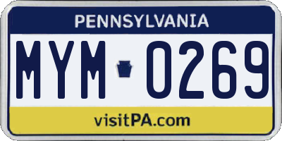 PA license plate MYM0269