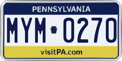 PA license plate MYM0270