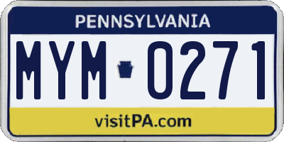 PA license plate MYM0271
