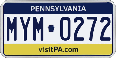 PA license plate MYM0272
