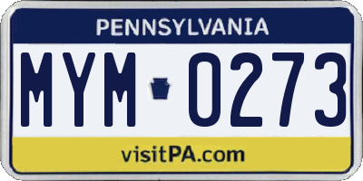 PA license plate MYM0273