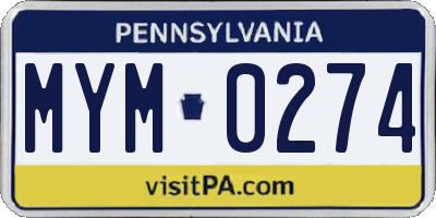 PA license plate MYM0274