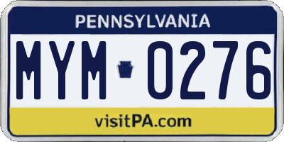 PA license plate MYM0276