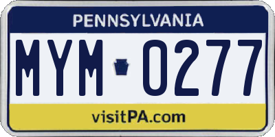 PA license plate MYM0277