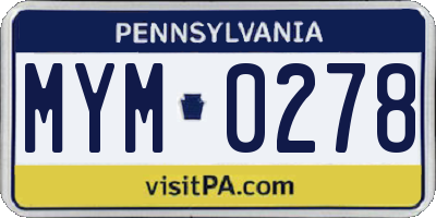 PA license plate MYM0278