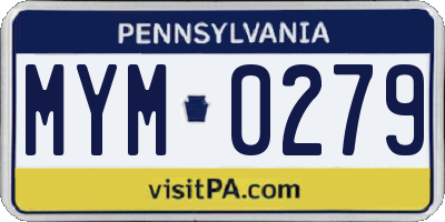 PA license plate MYM0279