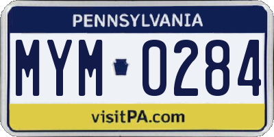 PA license plate MYM0284