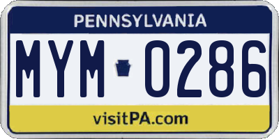 PA license plate MYM0286