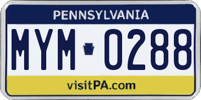 PA license plate MYM0288
