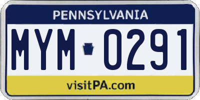 PA license plate MYM0291