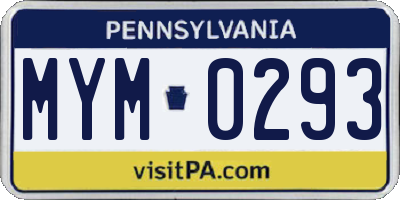 PA license plate MYM0293