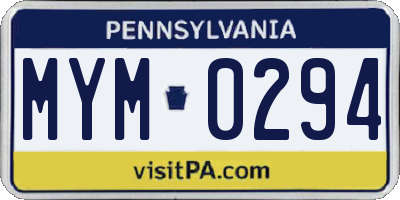 PA license plate MYM0294