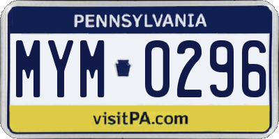 PA license plate MYM0296