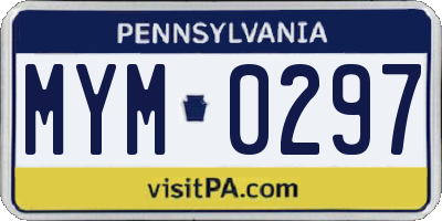 PA license plate MYM0297