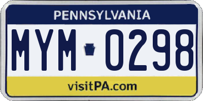 PA license plate MYM0298