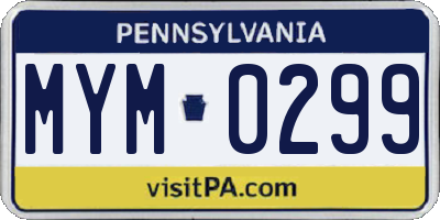 PA license plate MYM0299
