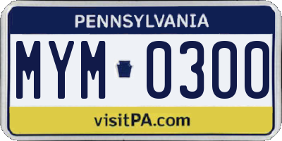 PA license plate MYM0300