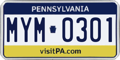PA license plate MYM0301