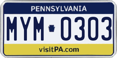 PA license plate MYM0303