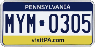PA license plate MYM0305